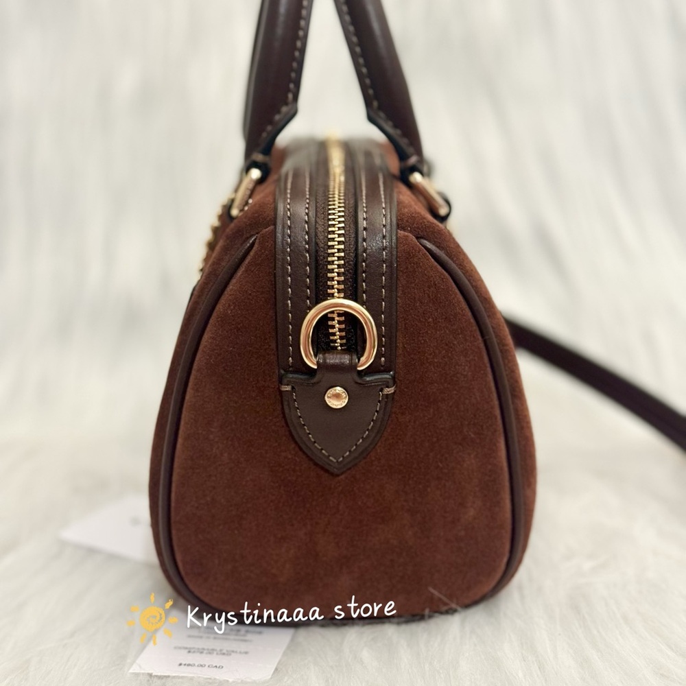 NWT Coach Mini Rowan Crossbody Bag CCF29 suede/Vintage Brown - Picture 10 of 16